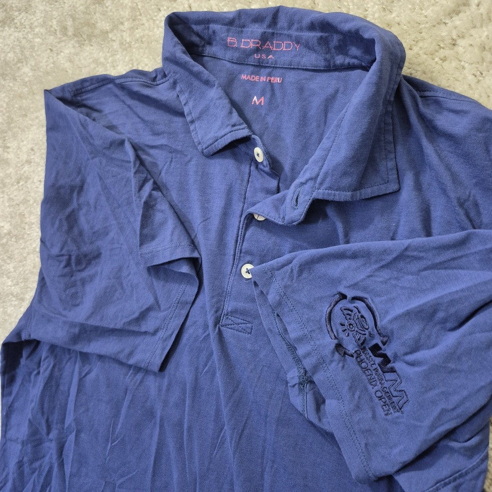 B Draddy Golf Polo Shirt Men M Blue PGA Waste Management Open Preppy Sport Logo